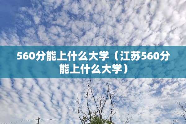 560分能上什么大学（江苏560分能上什么大学）