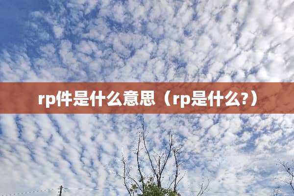 rp件是什么意思（rp是什么?）