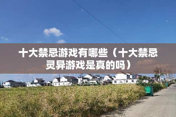 十**忌游戏有哪些（十**忌灵异游戏是真的吗）