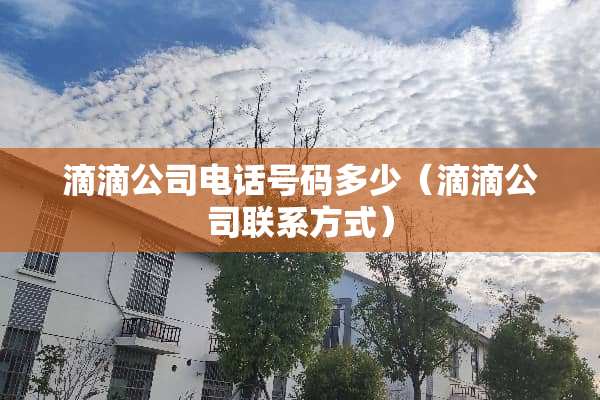 滴滴公司电话号码多少（滴滴公司联系方式）