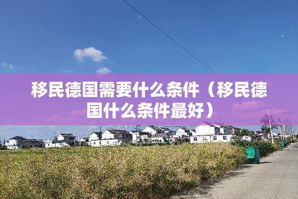 移民德国需要什么条件（移民德国什么条件最好）