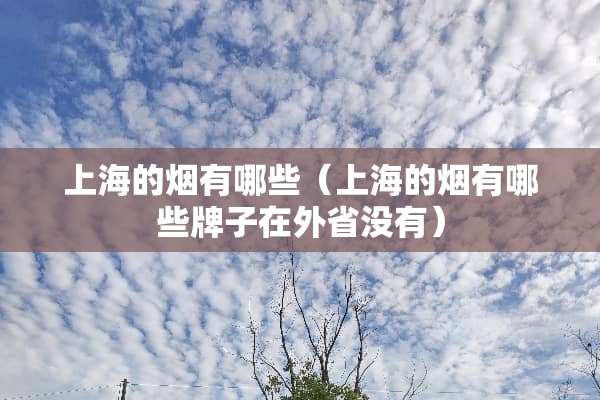 上海的烟有哪些（上海的烟有哪些牌子在外省没有）