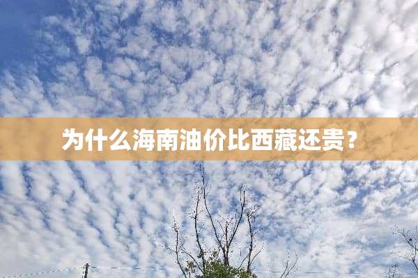 为什么海南油价比西藏还贵？