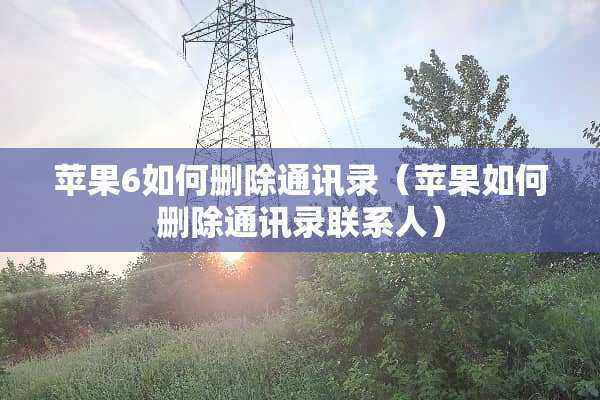 苹果6如何删除通讯录（苹果如何删除通讯录联系人）