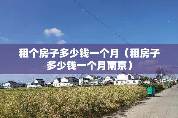 租个房子多少钱一个月（租房子多少钱一个月南京）