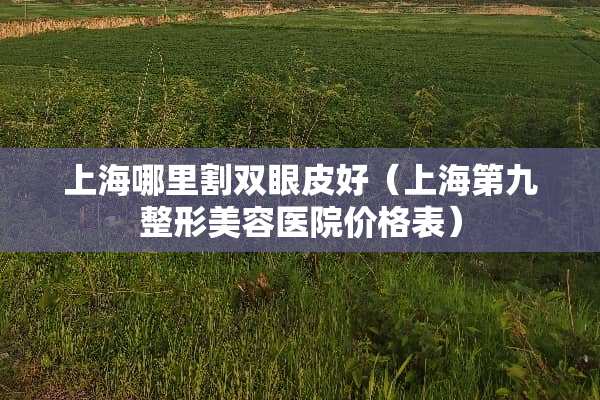 上海哪里割双眼皮好（上海第九整形美容医院价格表）
