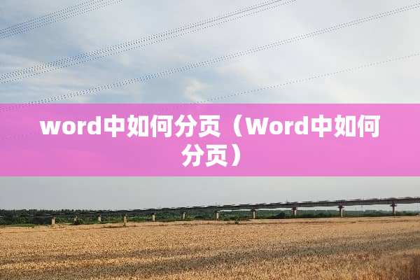 word中如何分页（Word中如何分页）