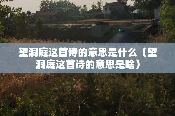 望洞庭这首诗的意思是什么（望洞庭这首诗的意思是啥）