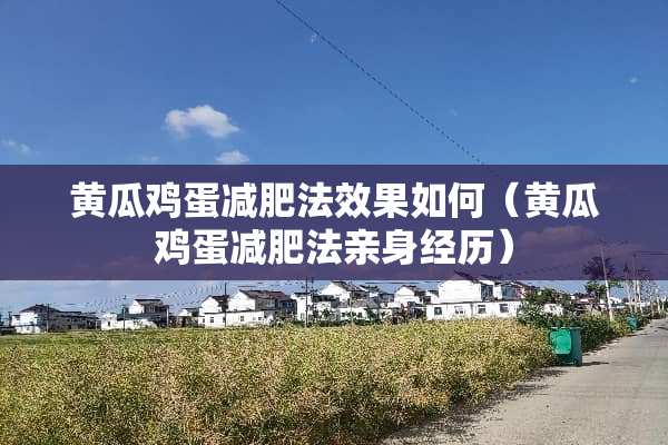 黄瓜鸡蛋减肥法效果如何（黄瓜鸡蛋减肥法亲身经历）