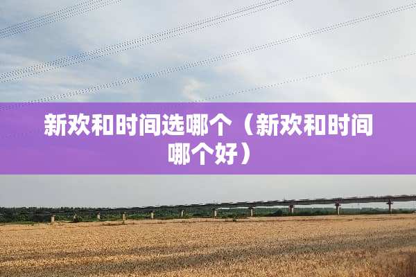 新欢和时间选哪个（新欢和时间哪个好）