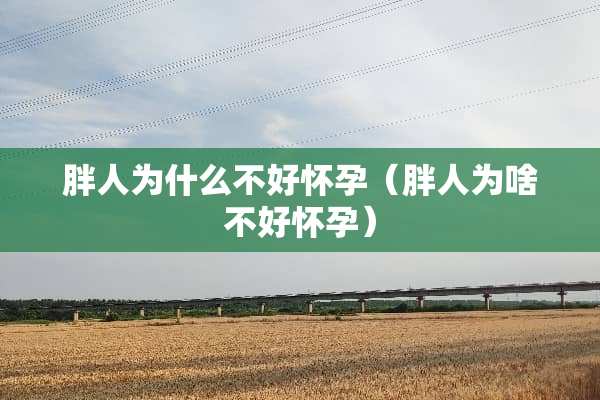 胖人为什么不好怀孕（胖人为啥不好怀孕）
