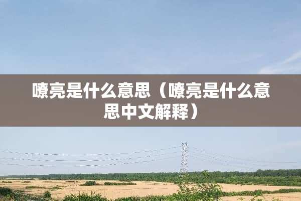 嘹亮是什么意思（嘹亮是什么意思中文解释）