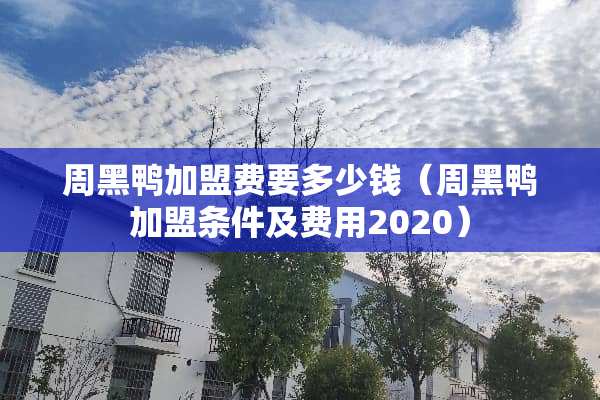 周黑鸭加盟费要多少钱（周黑鸭加盟条件及费用2020）