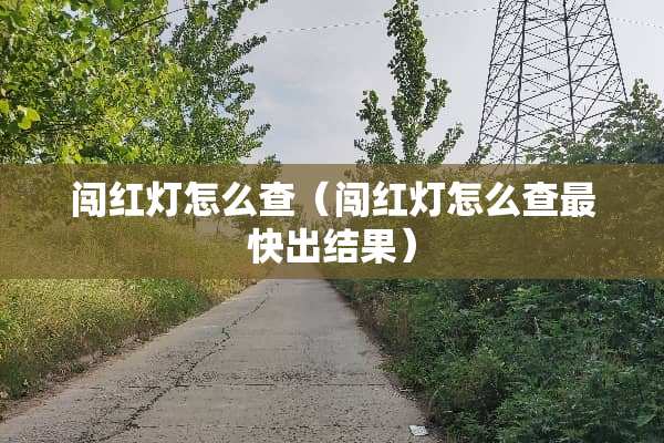 闯红灯怎么查（闯红灯怎么查最快出结果）