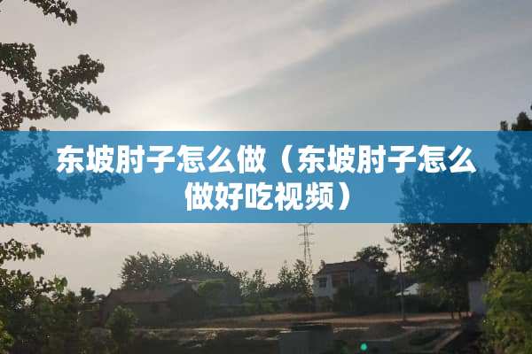 东坡肘子怎么做（东坡肘子怎么做好吃视频）