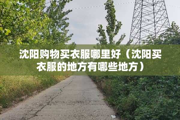沈阳购物买衣服哪里好（沈阳买衣服的地方有哪些地方）