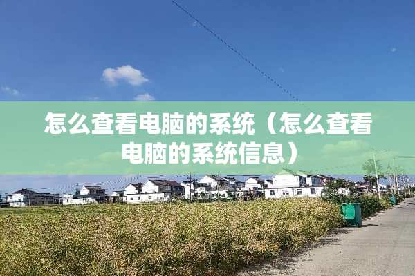 怎么查看电脑的系统（怎么查看电脑的系统信息）