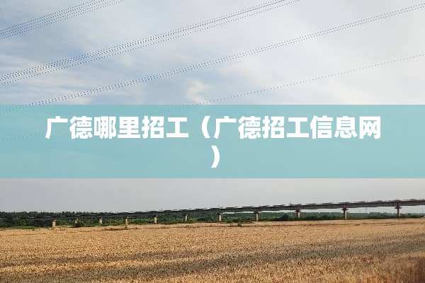 广德哪里招工（广德招工信息网）