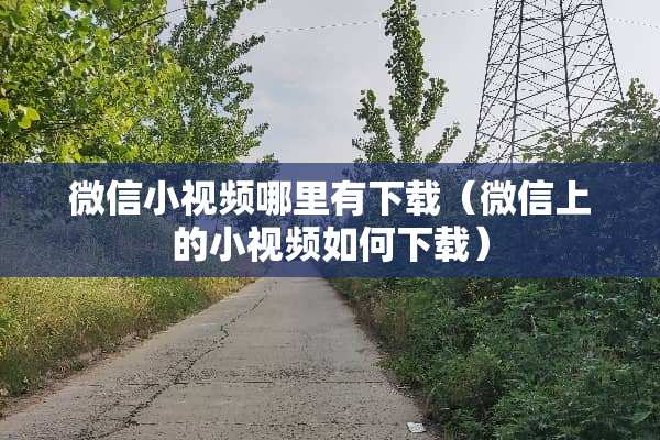 微信小视频哪里有下载（微信上的小视频如何下载）