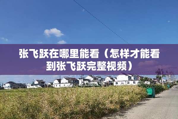张飞跃在哪里能看（怎样才能看到张飞跃完整视频）