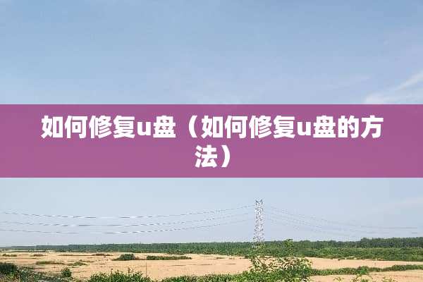 如何修复u盘（如何修复u盘的方法）