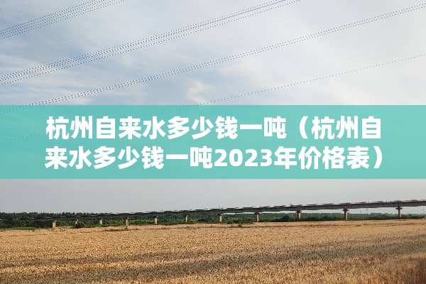 杭州自来水多少钱一吨（杭州自来水多少钱一吨2023年价格表）