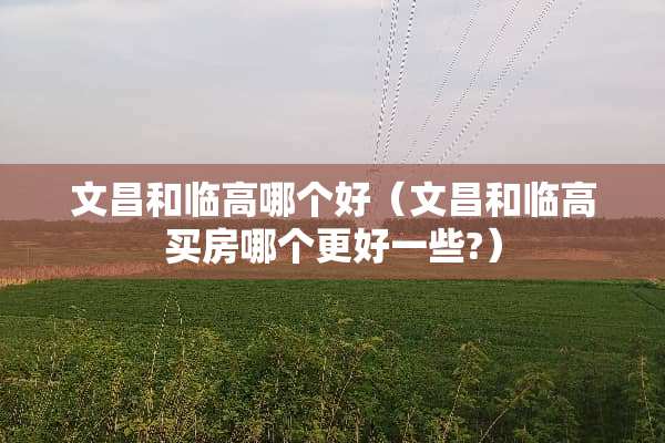 文昌和临高哪个好（文昌和临高买房哪个更好一些?）