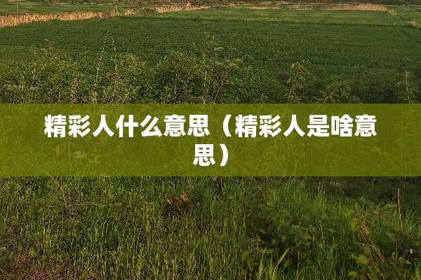 精彩人什么意思（精彩人是啥意思）