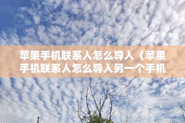 苹果手机联系人怎么导入（苹果手机联系人怎么导入另一个手机）