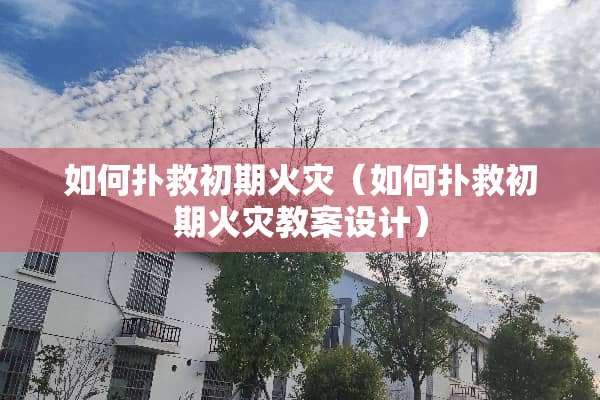 如何扑救初期火灾（如何扑救初期火灾教案设计）