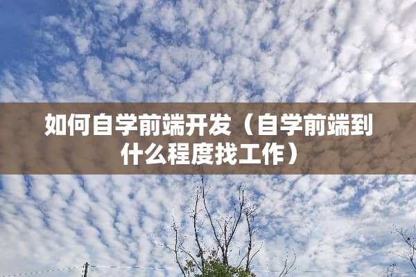 如何自学前端开发（自学前端到什么程度找工作）