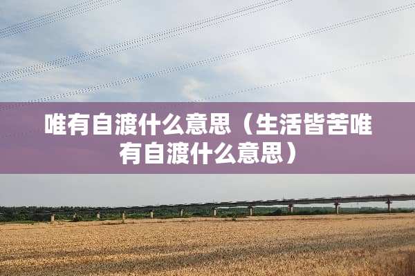 唯有自渡什么意思（生活皆苦唯有自渡什么意思）