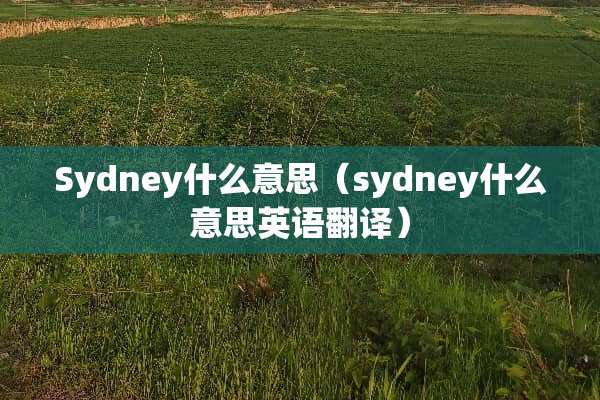 Sydney什么意思（sydney什么意思英语翻译）