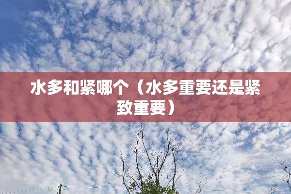 水多和紧哪个（水多重要还是紧致重要）