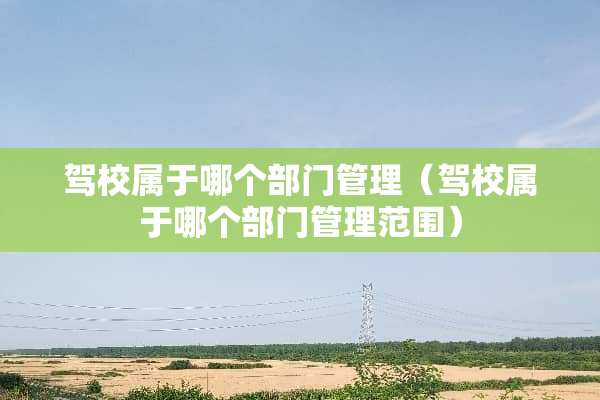 驾校属于哪个部门管理（驾校属于哪个部门管理范围）