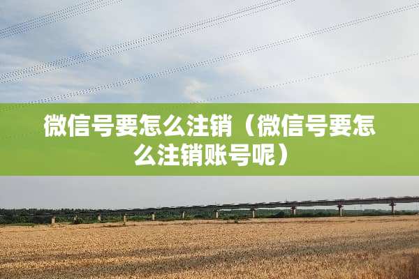 微信号要怎么注销（微信号要怎么注销账号呢）