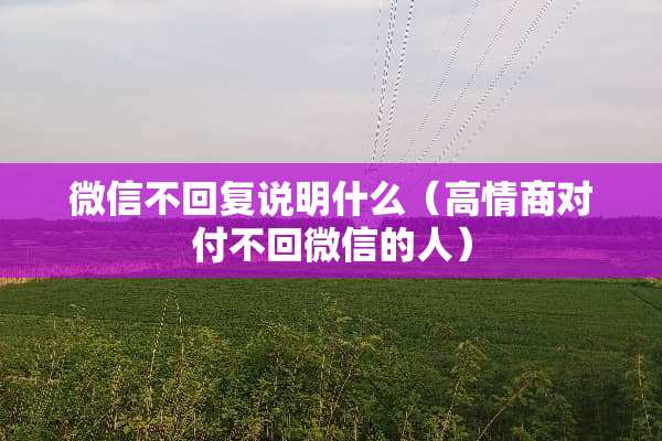 微信不回复说明什么（高情商对付不回微信的人）