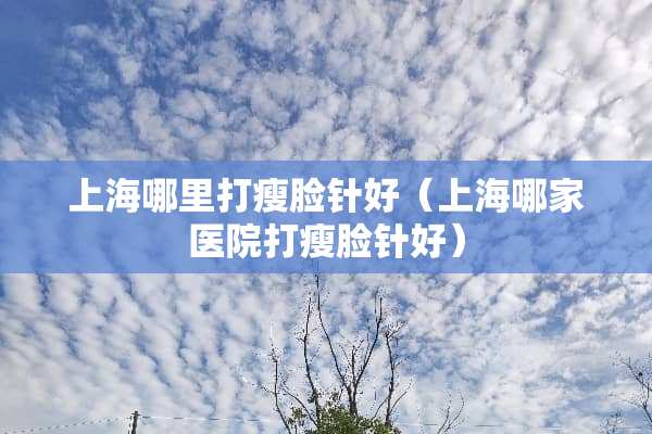 上海哪里打瘦脸针好（上海哪家医院打瘦脸针好）