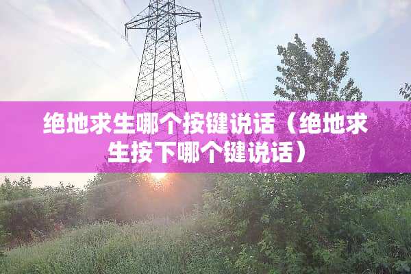 绝地求生哪个按键说话（绝地求生按下哪个键说话）