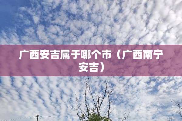 广西安吉属于哪个市（广西南宁安吉）