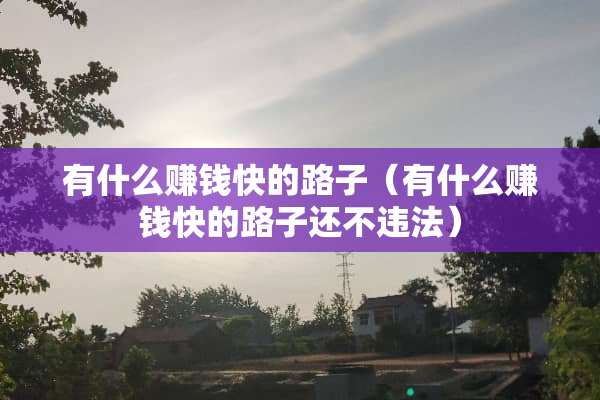 有什么赚钱快的路子（有什么赚钱快的路子还不违法）