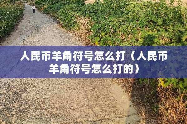 人民币羊角符号怎么打（人民币羊角符号怎么打的）