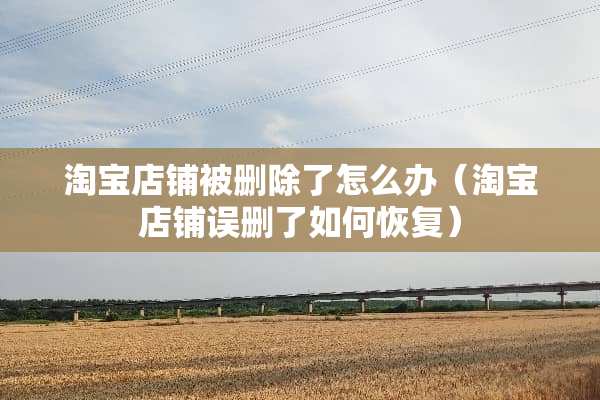 淘宝店铺被删除了怎么办（淘宝店铺误删了如何恢复）