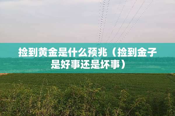 捡到黄金是什么预兆（捡到金子是好事还是坏事）