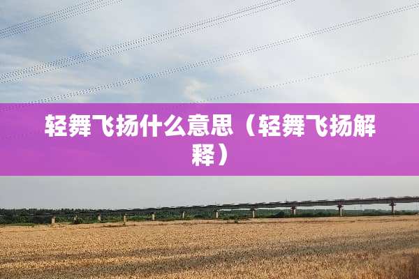 轻舞飞扬什么意思（轻舞飞扬解释）