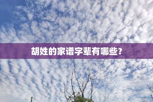 胡姓的家谱字辈有哪些？