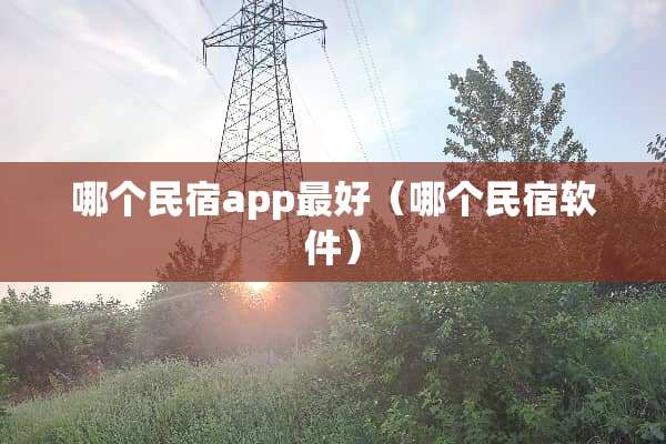 哪个民宿app最好（哪个民宿软件）