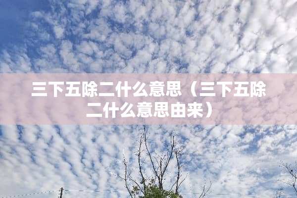 三下五除二什么意思（三下五除二什么意思由来）