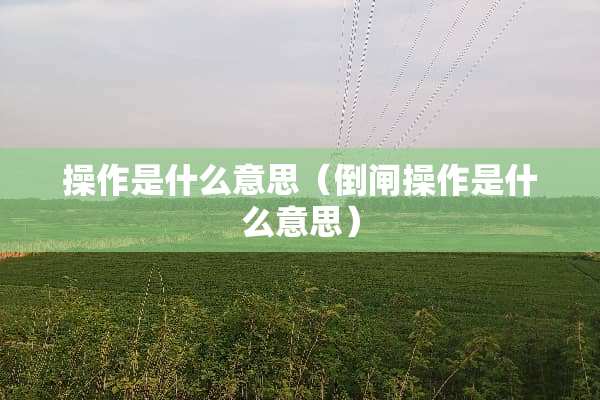 操作是什么意思（倒闸操作是什么意思）