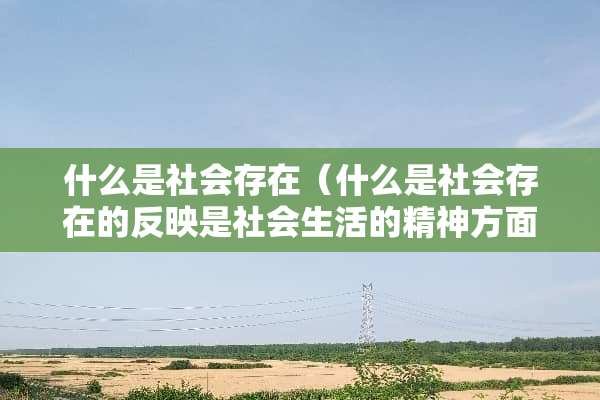 什么是社会存在（什么是社会存在的反映是社会生活的精神方面）